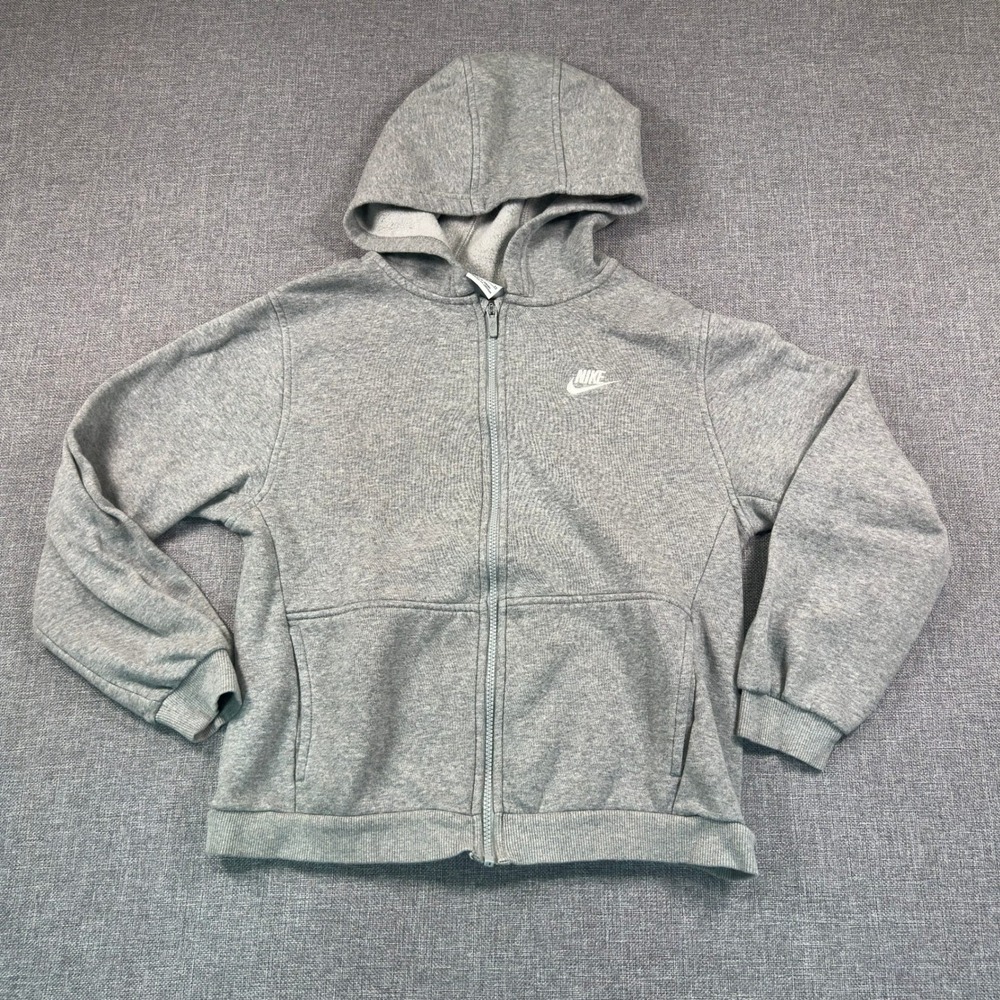 Nike Kids Sportswear Full Zip Hoodie Heather Grey Fleece XL TG EG